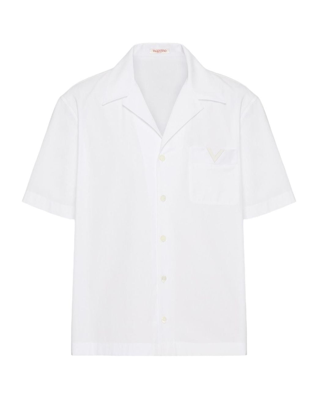 Valentino White Logo Plaque Short-Sleeved Shirt for men