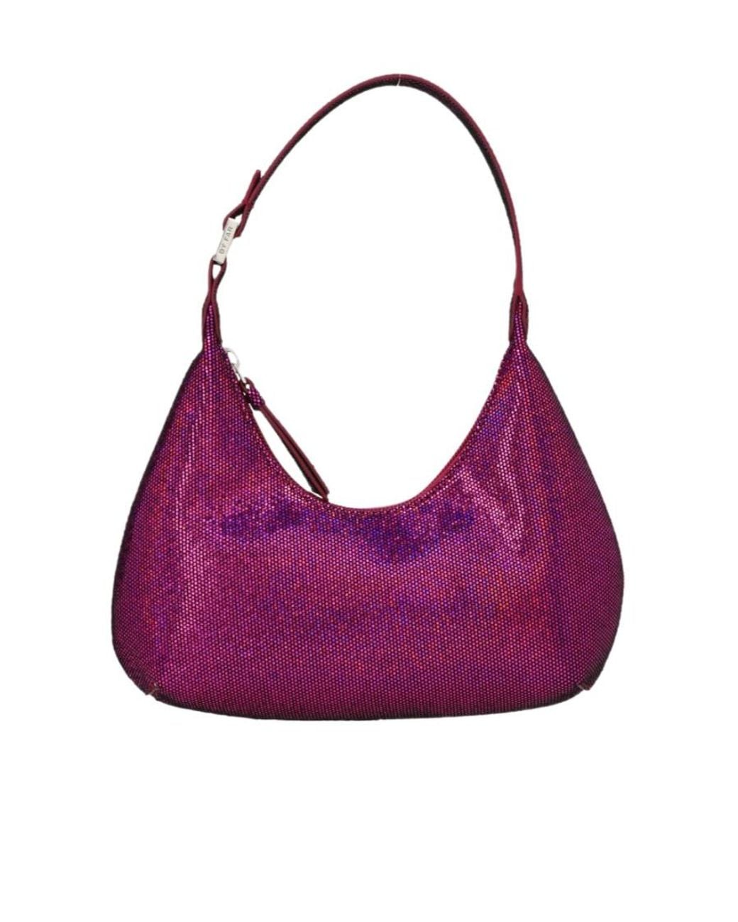 By Far Purple Baby Amber Zipped Tote Bag