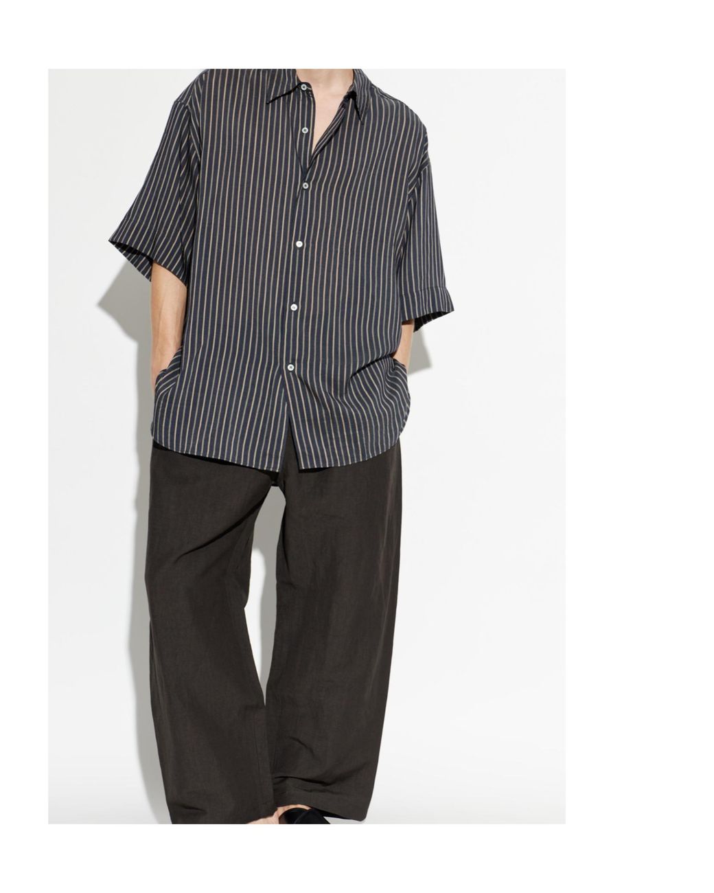 Studio Nicholson Gray Sorono Striped Oversized Shirt for men