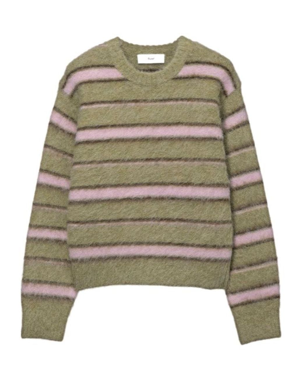 DUNST Green Striped Hairy Sweater for men