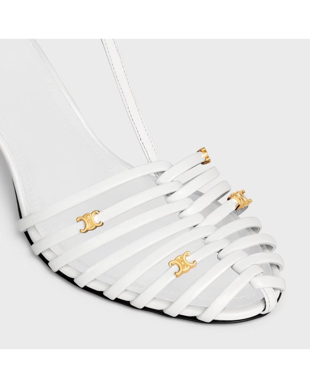 Céline White Cage Heeled Sandal