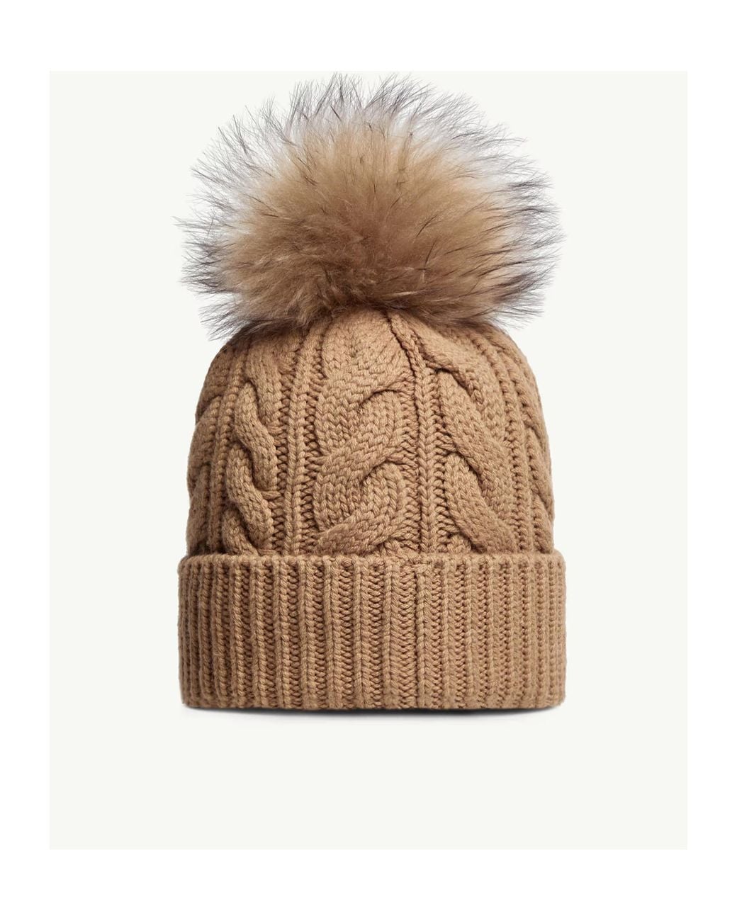 Moncler Brown Grenoble Pompon Braided Beanie