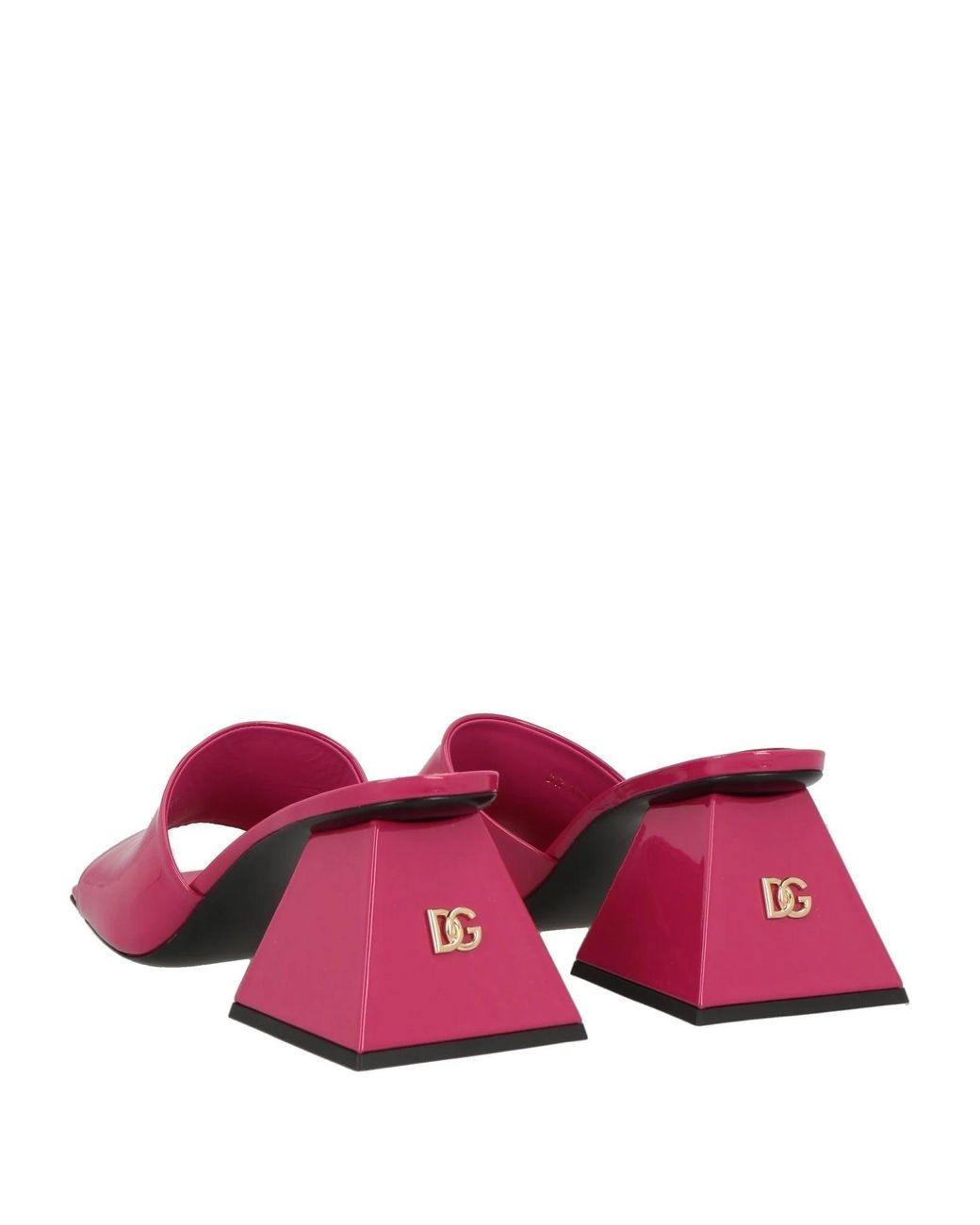 Dolce & Gabbana Pink Patent Leather Square-Toe Slippers
