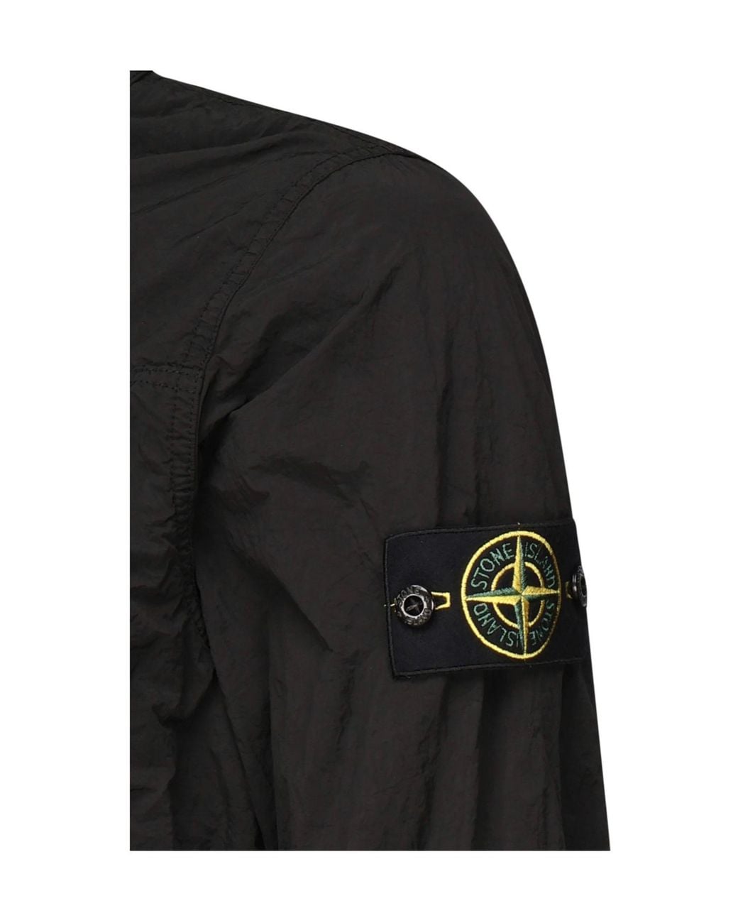 Stone Island Black Logo Patch Zip-Up Overshirt for men