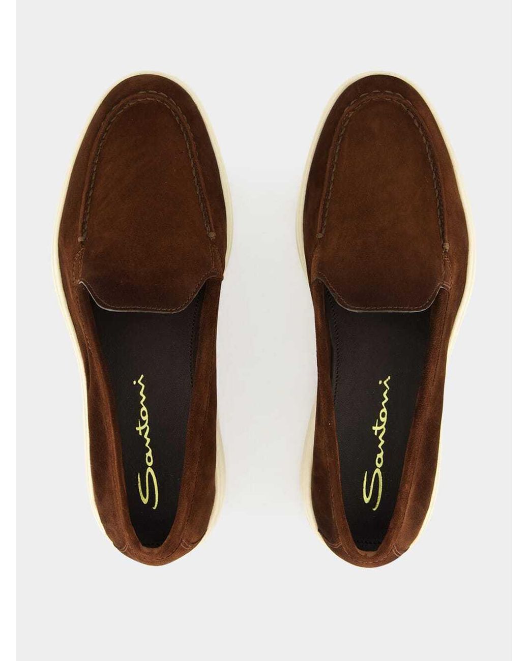 Santoni Brown Suede Loafers