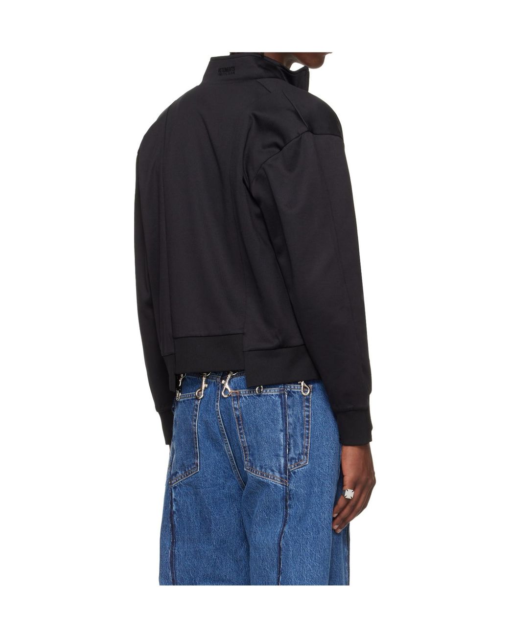 Vetements Blue Patchwork Sports Zipper Hoodie for men