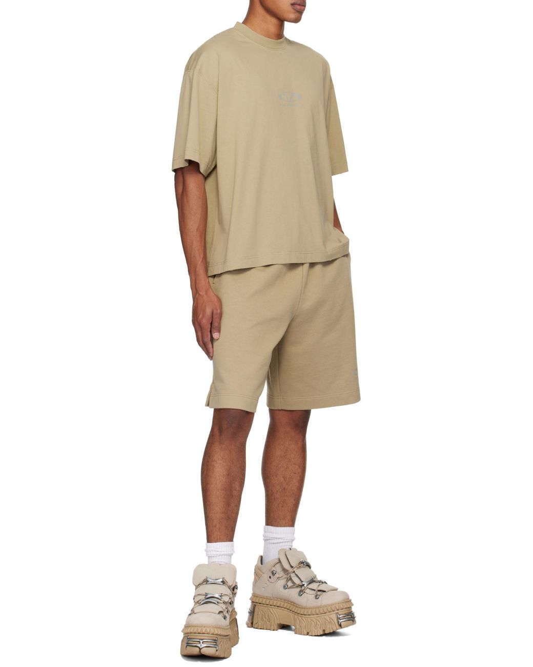 Vetements Natural Logo Printed Crewneck T-Shirt for men