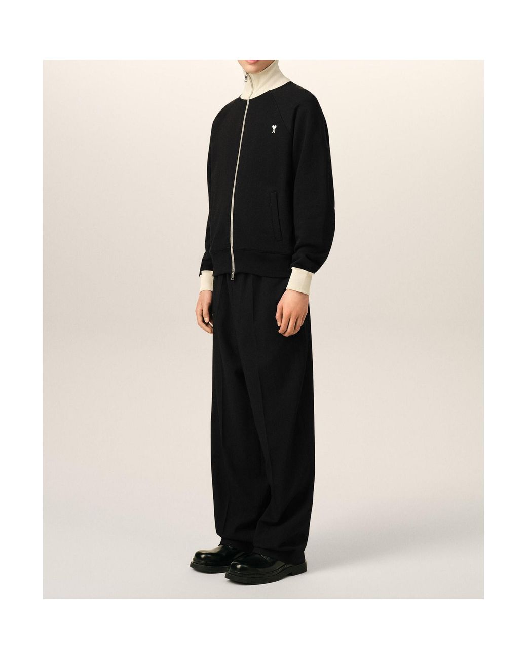 AMI Black Ami Ami De Coeur Zipped Sweatshirt for men