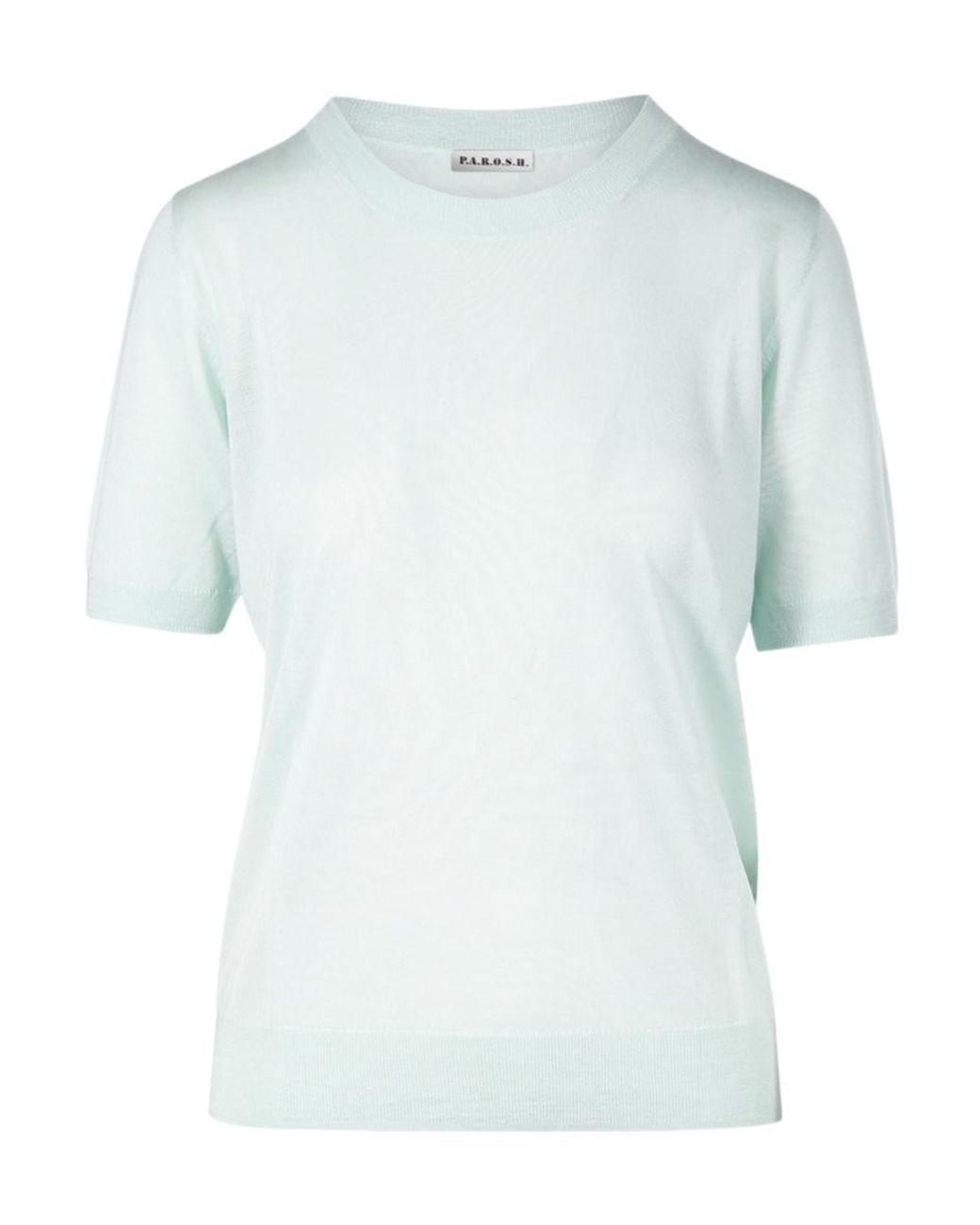 P.A.R.O.S.H. Blue Linfa Short-Sleeve Fine-Knit Top