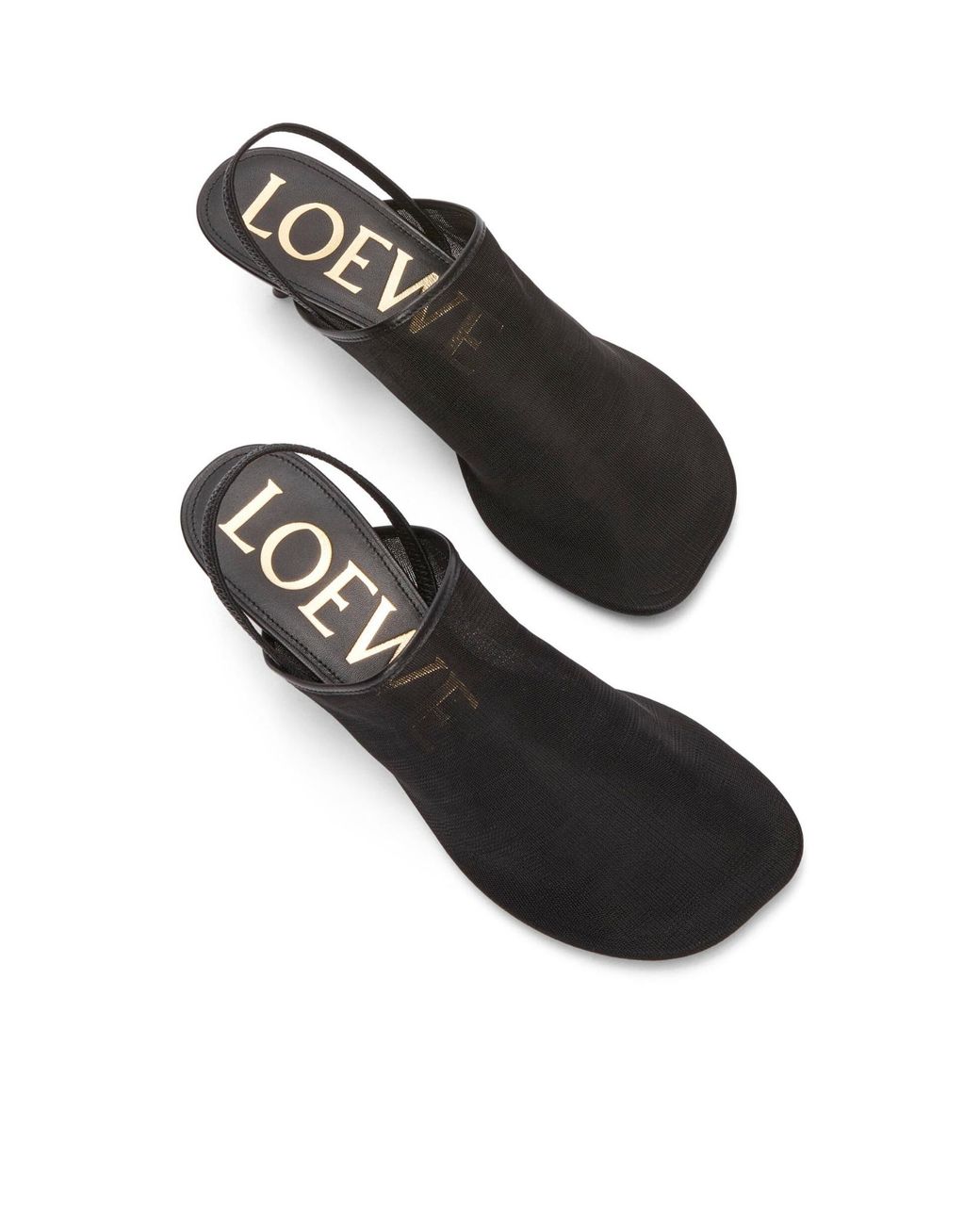 Loewe Black Petal Slingback Heeled Sandals