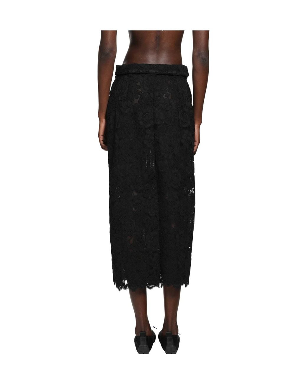Simone Rocha Black Lace-Embellished Belted Skirt