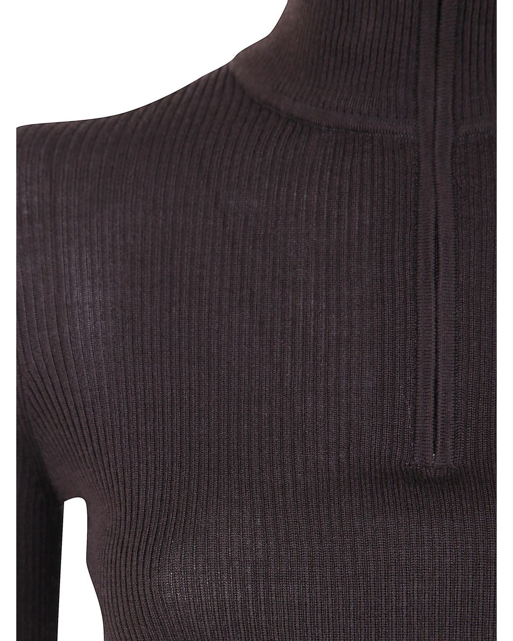 Frankie Shop Blue Sade Half-Zip Ribbed-Knit Sweater