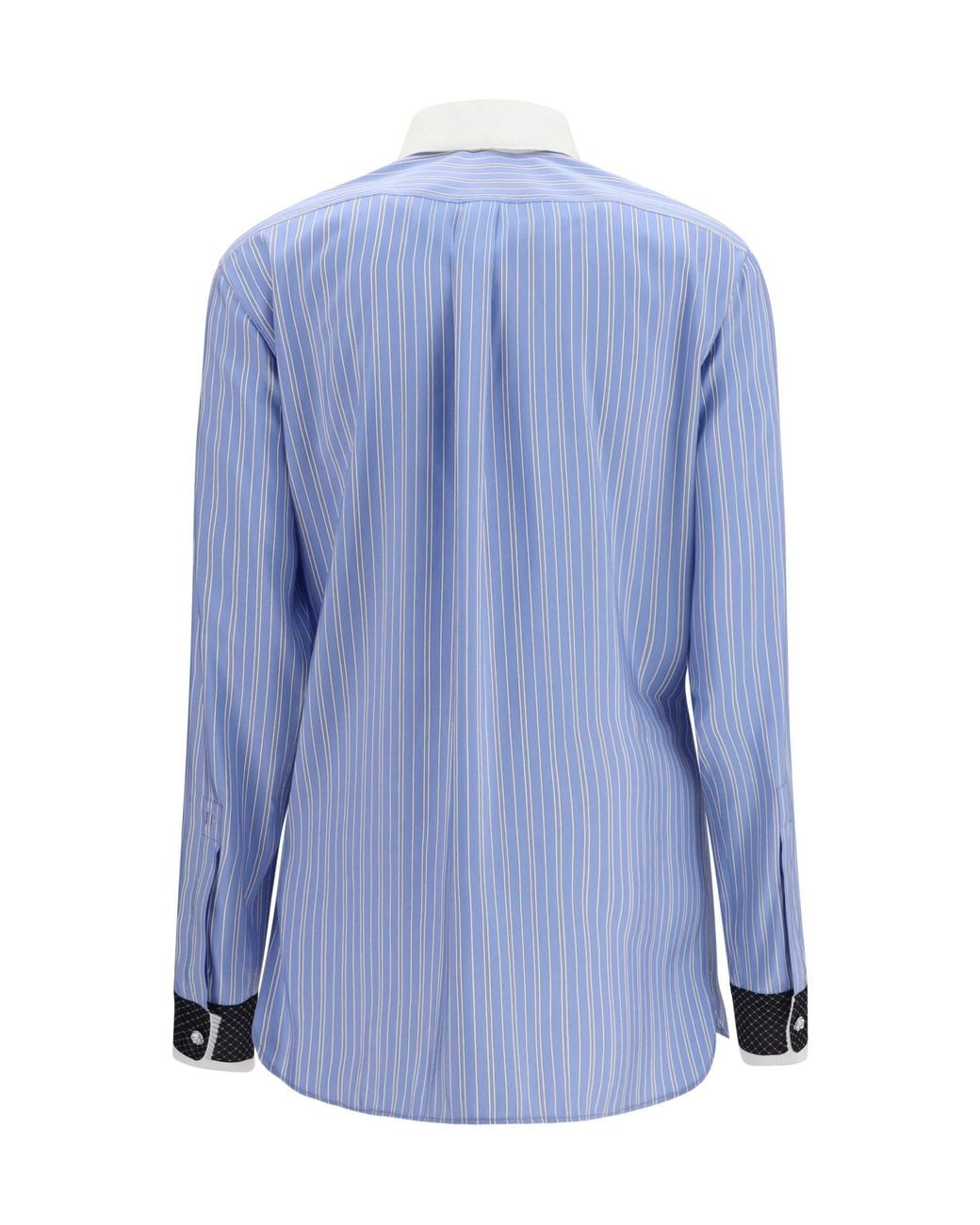 Tom Ford Blue Striped Silk Shirt With Contrast Details