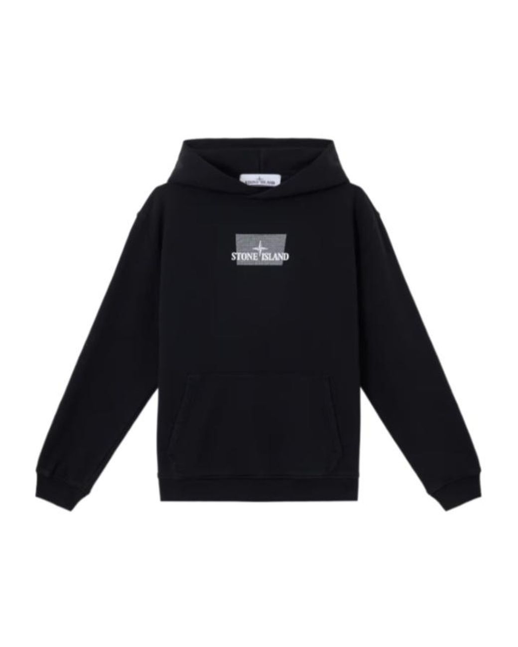 Stone Island Blue Oversized Fit Hooded Sweatshirt With 'Grid Print Two' Motif for men