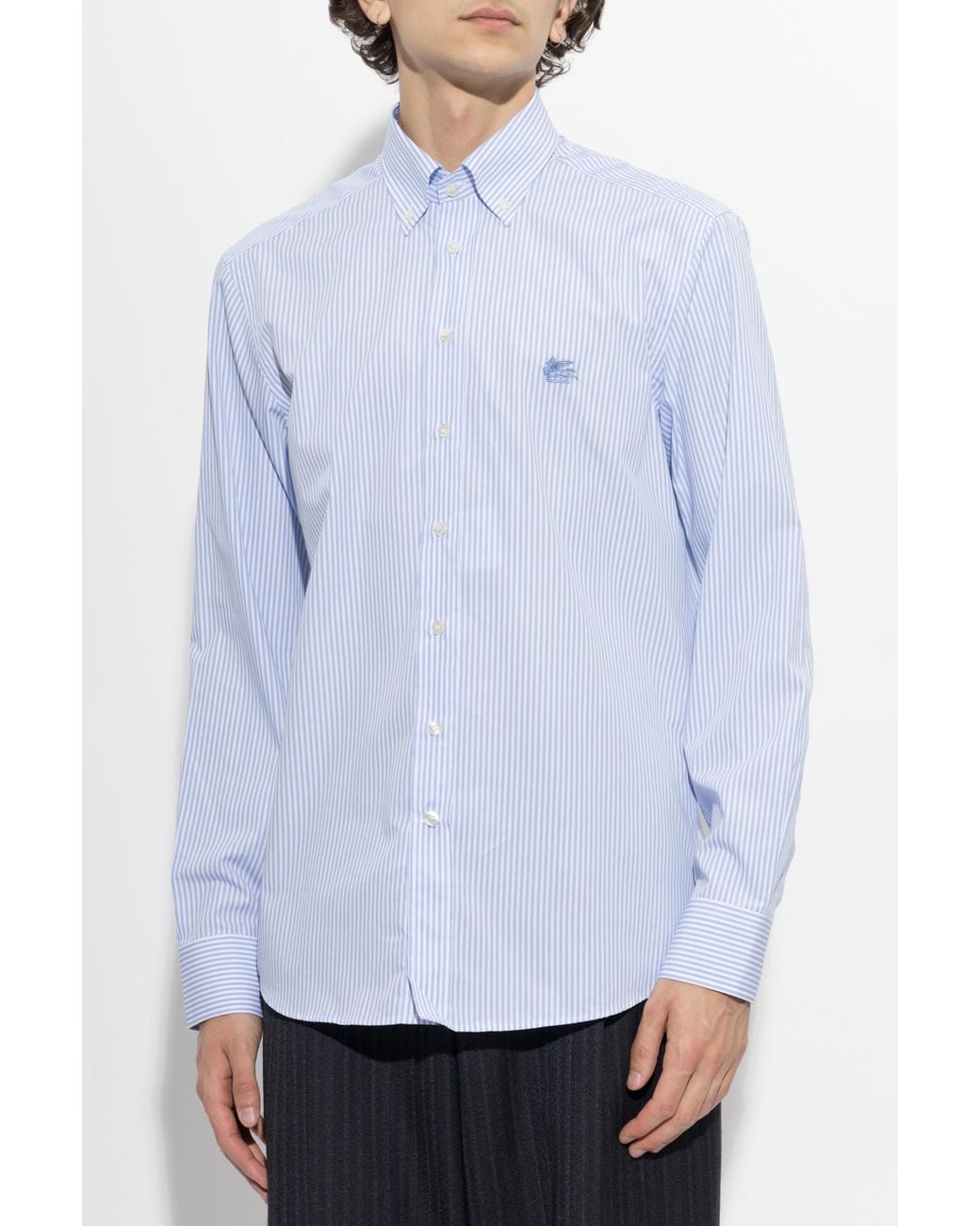 Etro Blue Striped Button-Up Shirt for men