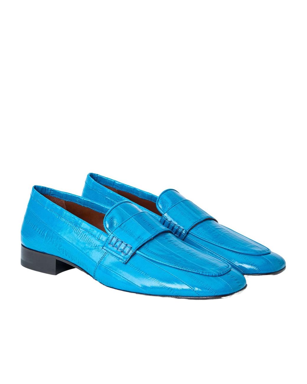 Dries Van Noten Blue Croc-Embossed Leather Loafers