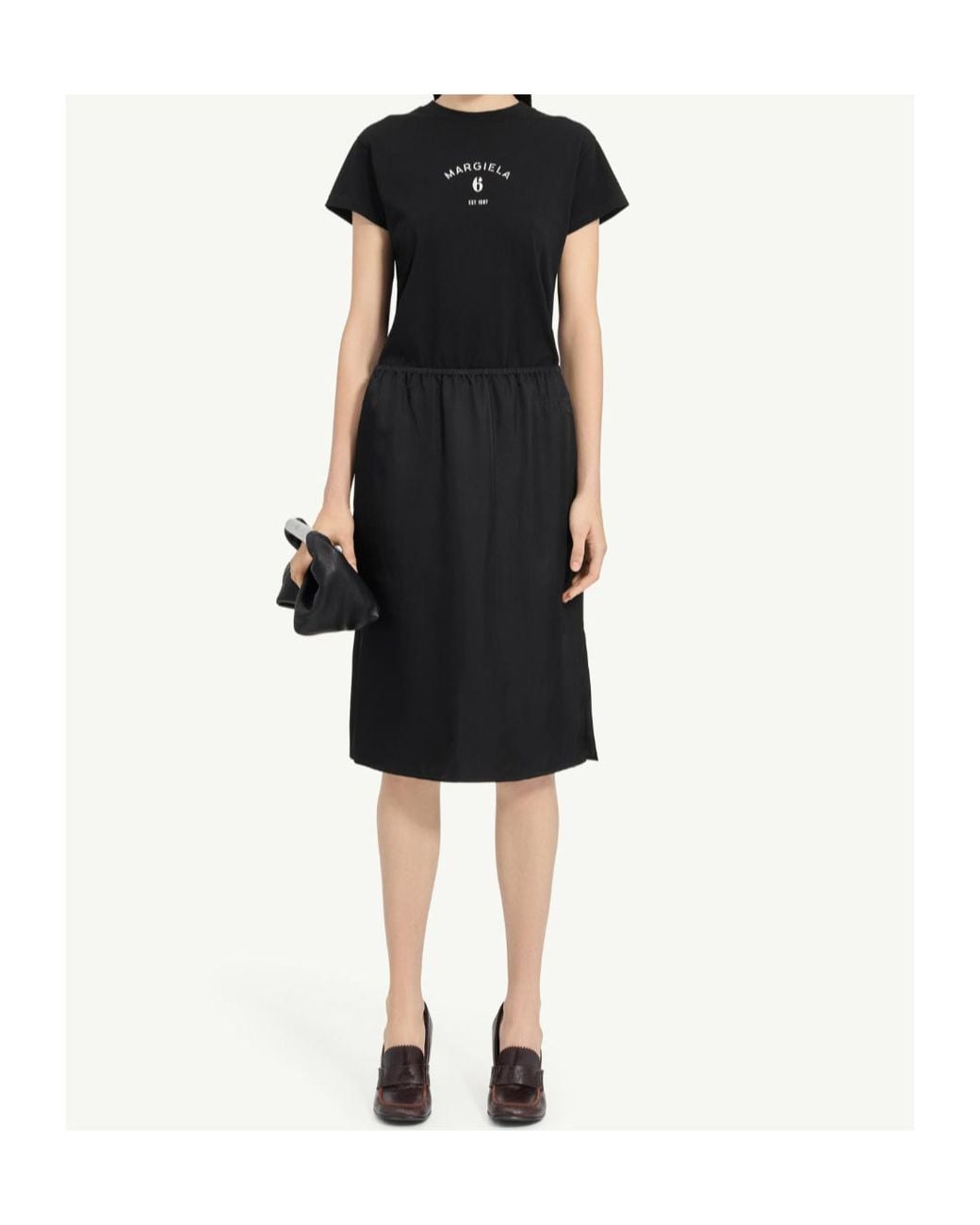 MM6 by Maison Margiela Black Satin Midi Skirt