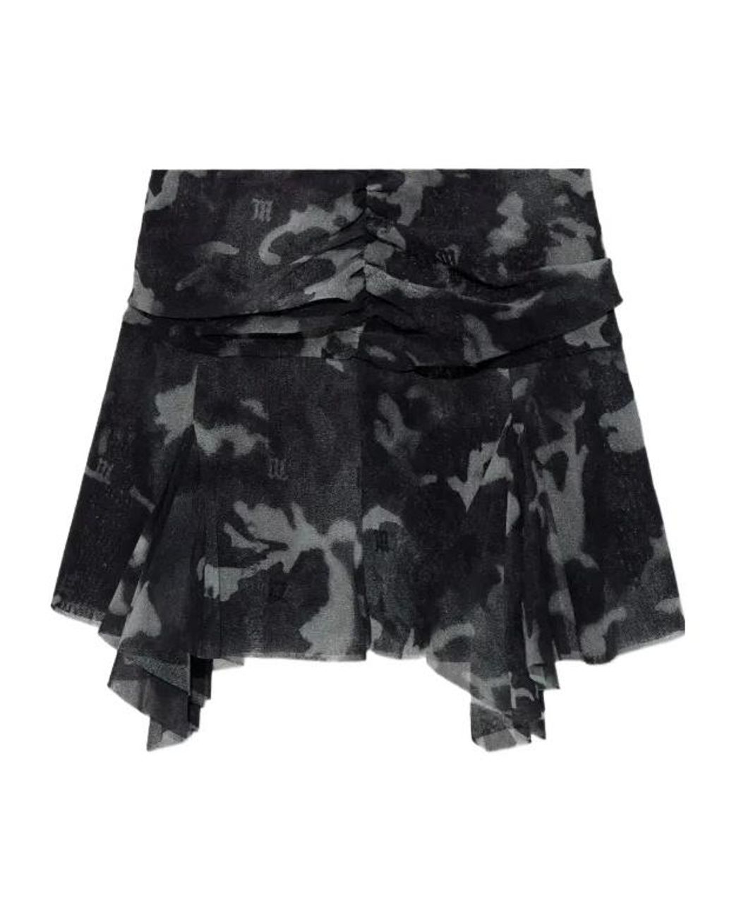 M I S B H V Black Camo Mesh Mini Skirt