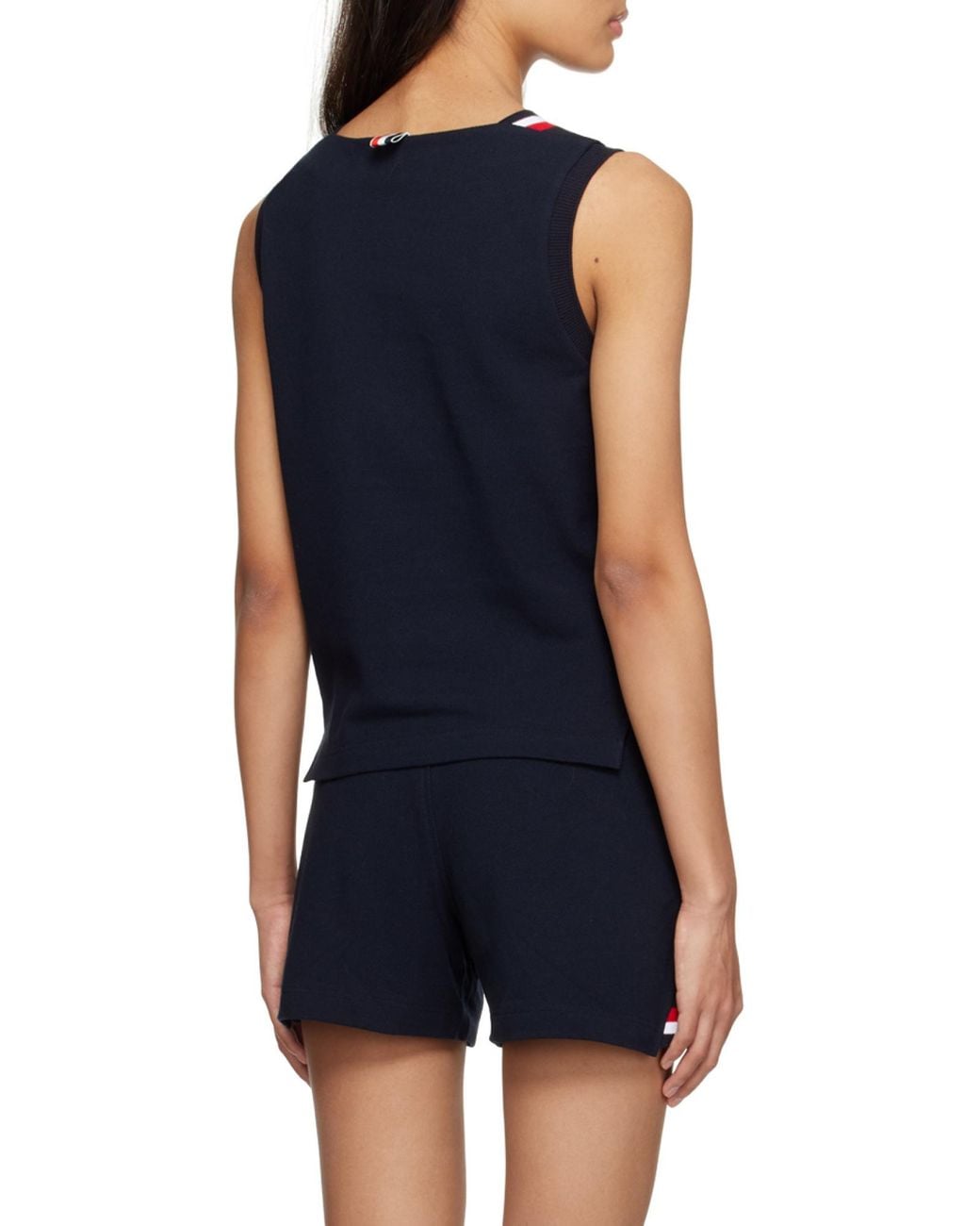 Thom Browne Black Rwb-Stripe Sleeveless Top