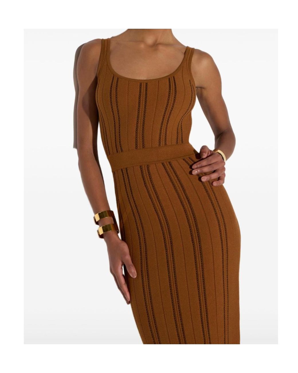 Elisabetta Franchi Brown Origami Knitted Dress