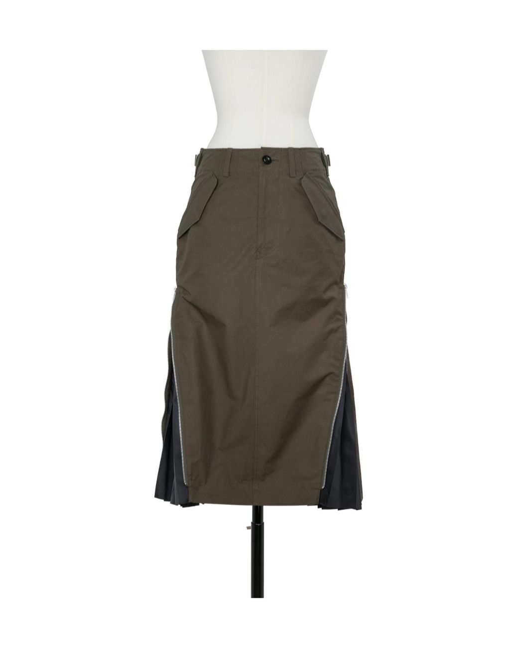 Sacai Multicolor Pleated-Panel Zip-Detail Mid Skirt