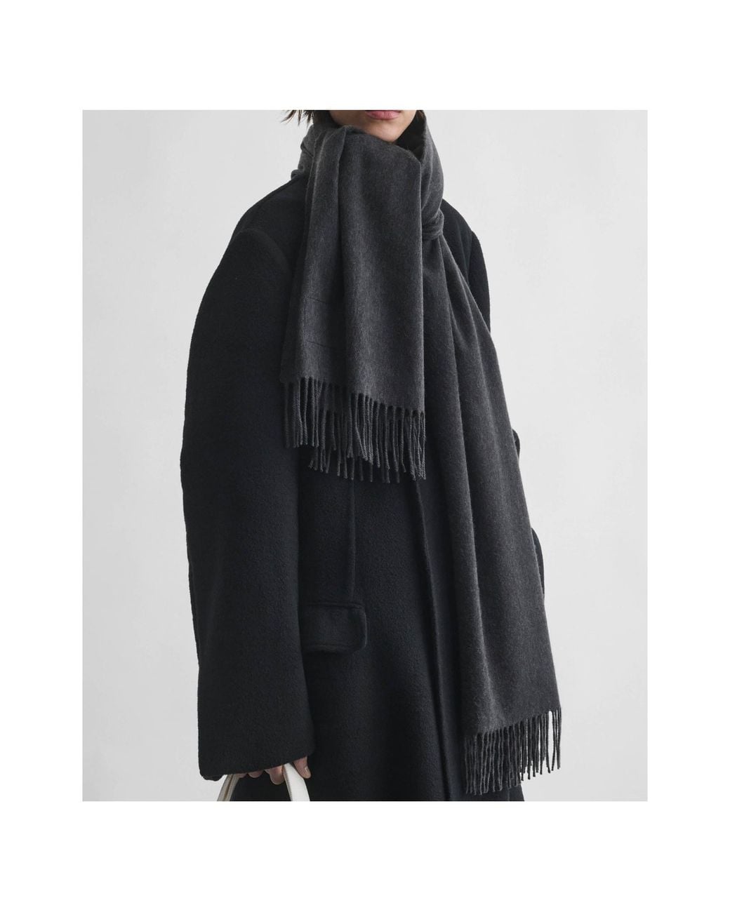 Phoebe Philo Black Tasseled Scarf