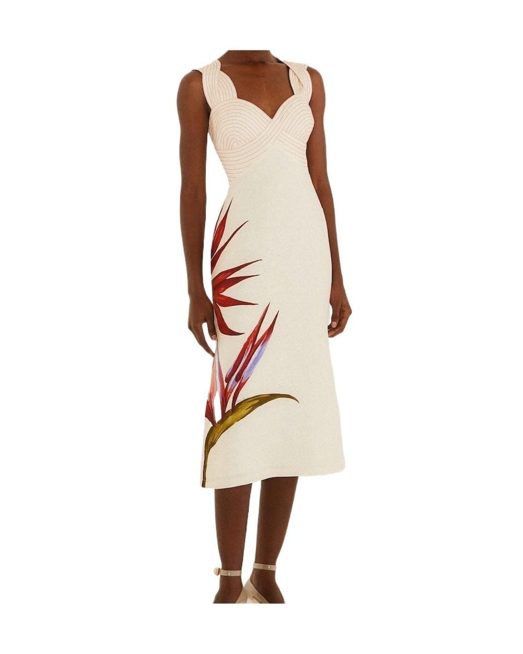 Farm Rio White Floral Twisted Strap Dress