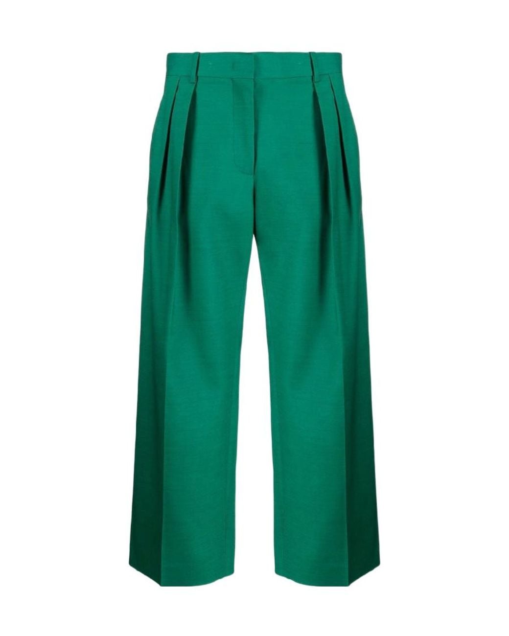 Valentino Green High-Waist Cropped Trousers