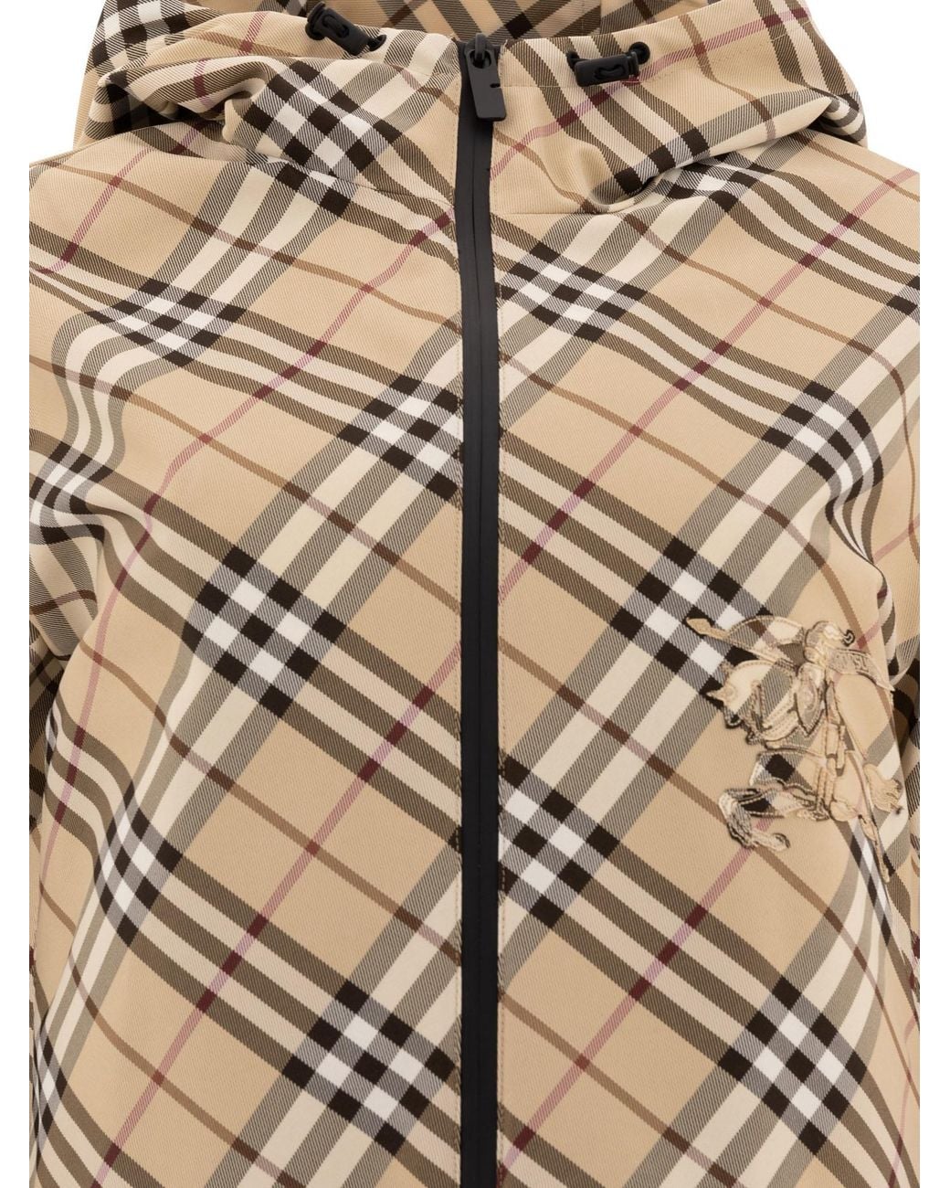Burberry Metallic Checked Hooded Zip-Up Jacket