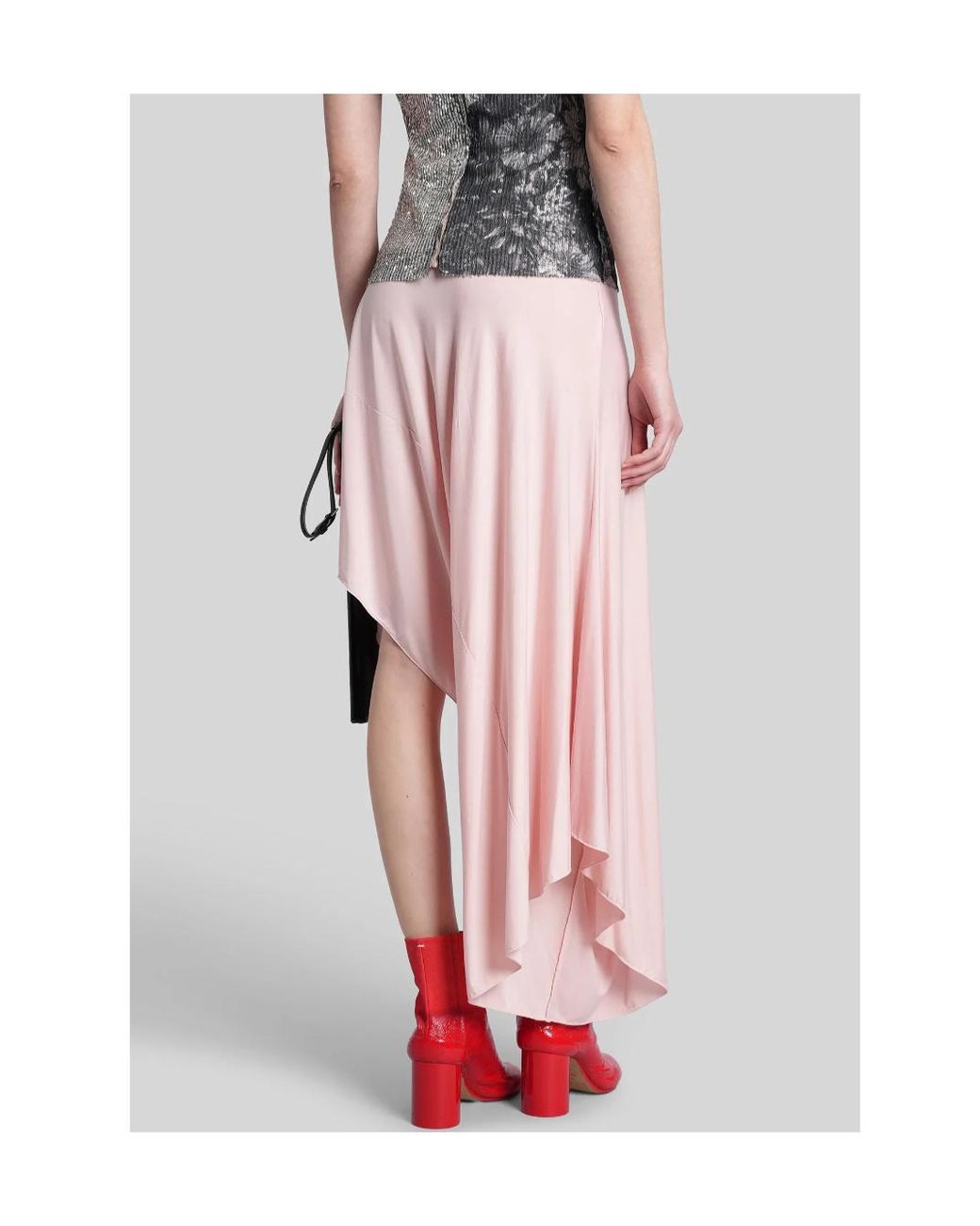 Maison Margiela Red Asymmetric Elasticated Waistband Skirt