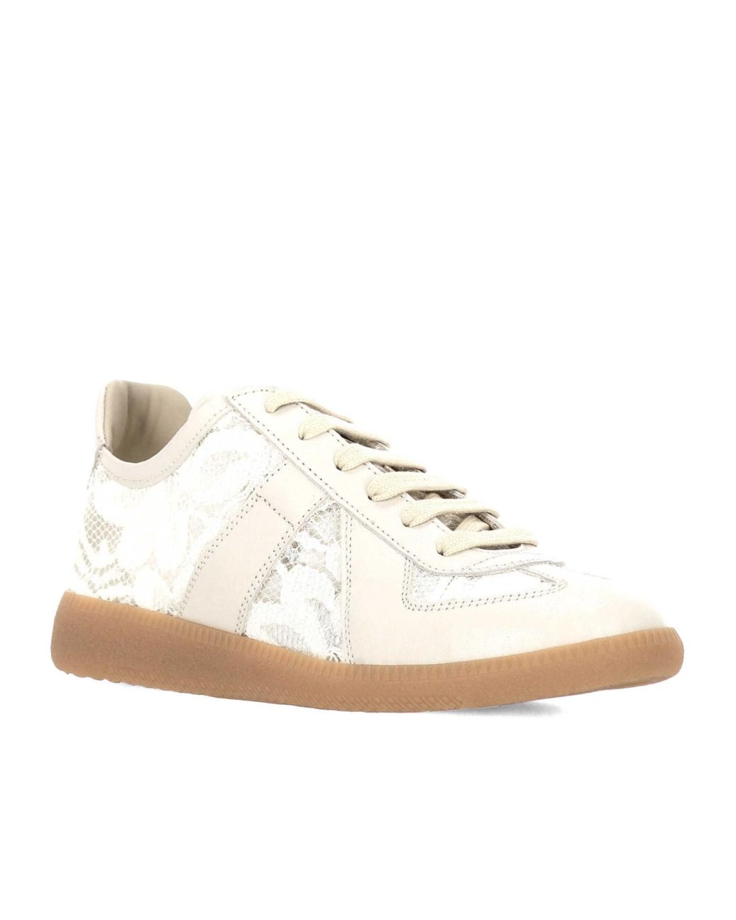 Maison Margiela White Replica Lace-Panel Sneakers