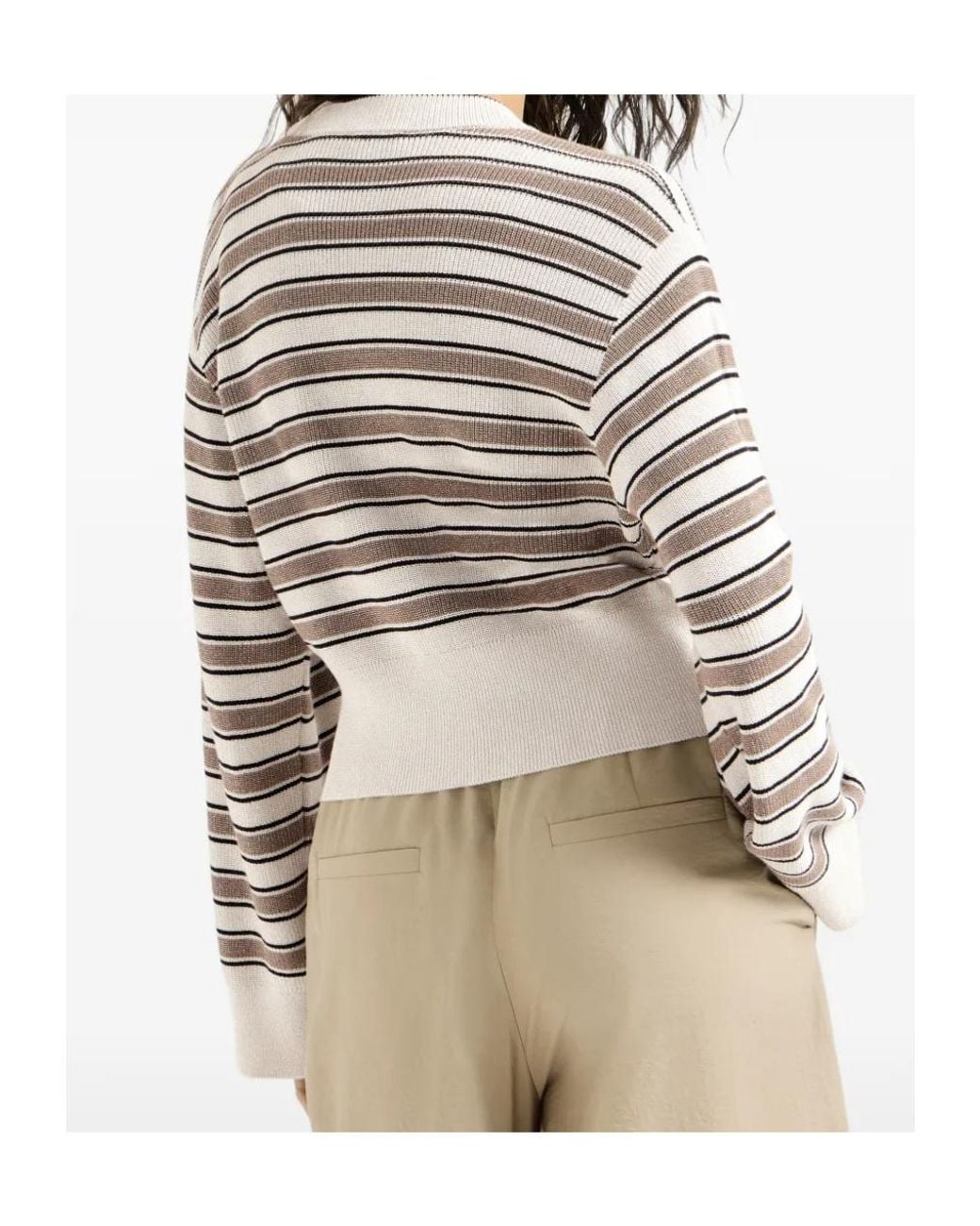 Brunello Cucinelli Multicolor Cotton Cardigan With Sparkling Stripes