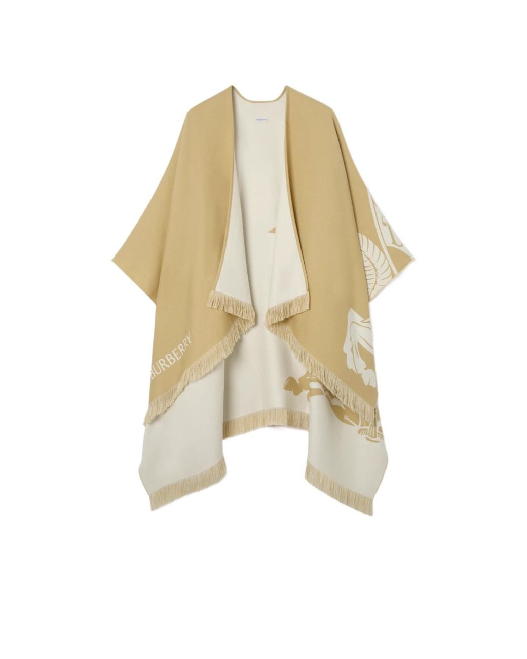 Burberry White Cape Knight En Laine-Soie-Cachemire