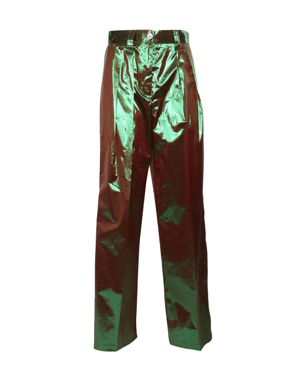 Forte_forte Green Metallic Sheen Trousers