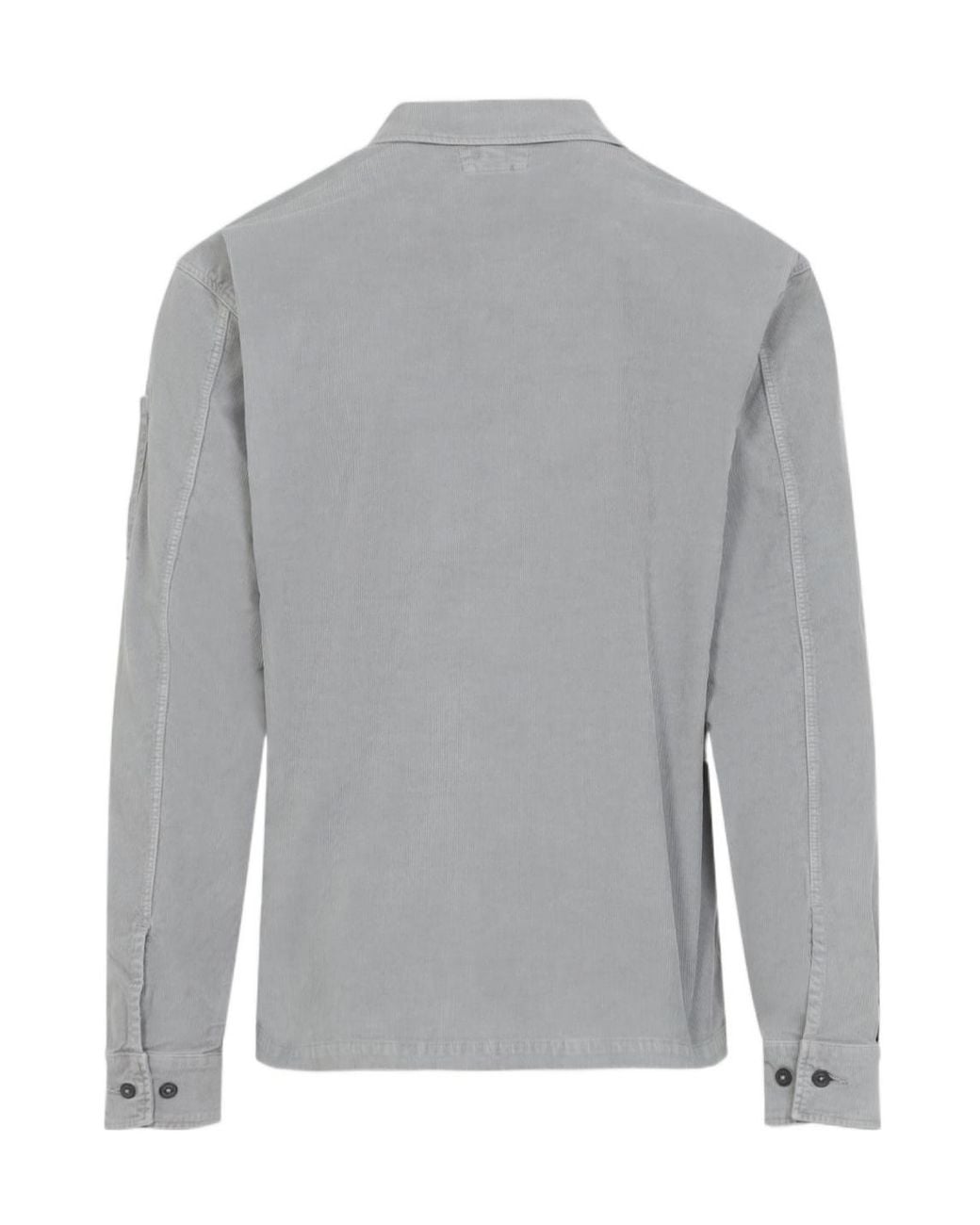 C P Company Gray Corduroy Lens Buttoned Overshirt for men