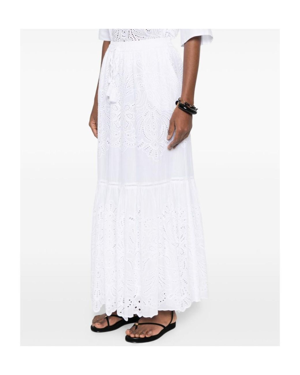 ERMANNO FIRENZE White Broderie Tiered Skirt