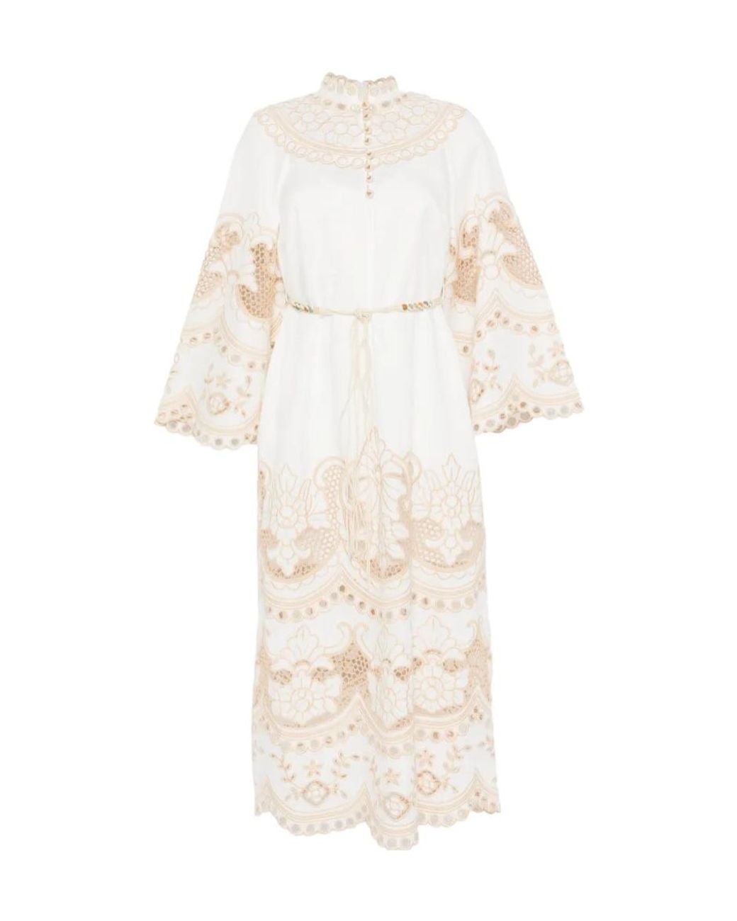 Zimmermann White Embroidered Midi Dress