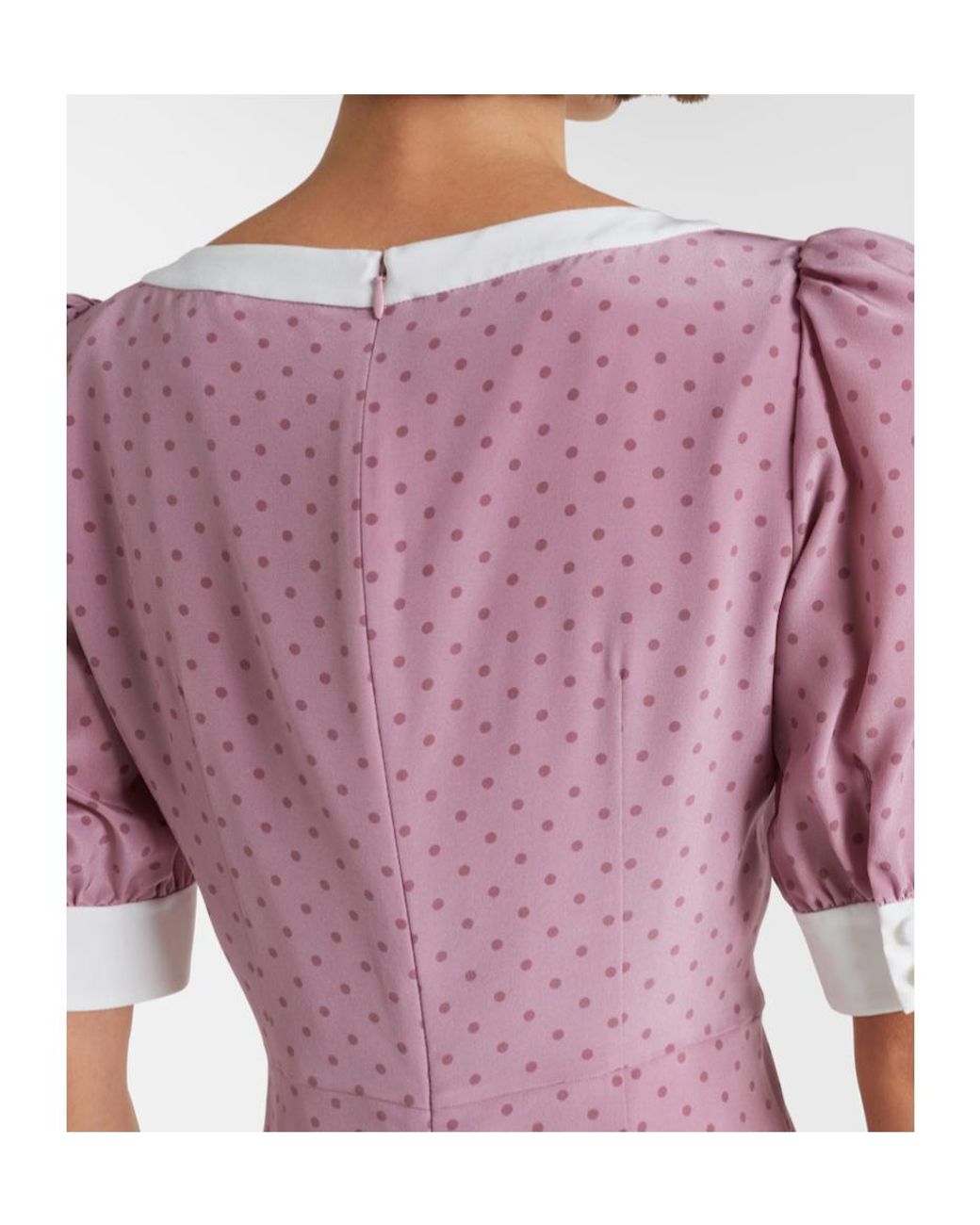 Alessandra Rich Pink Bow-Detail Polka-Dot Silk Minidress