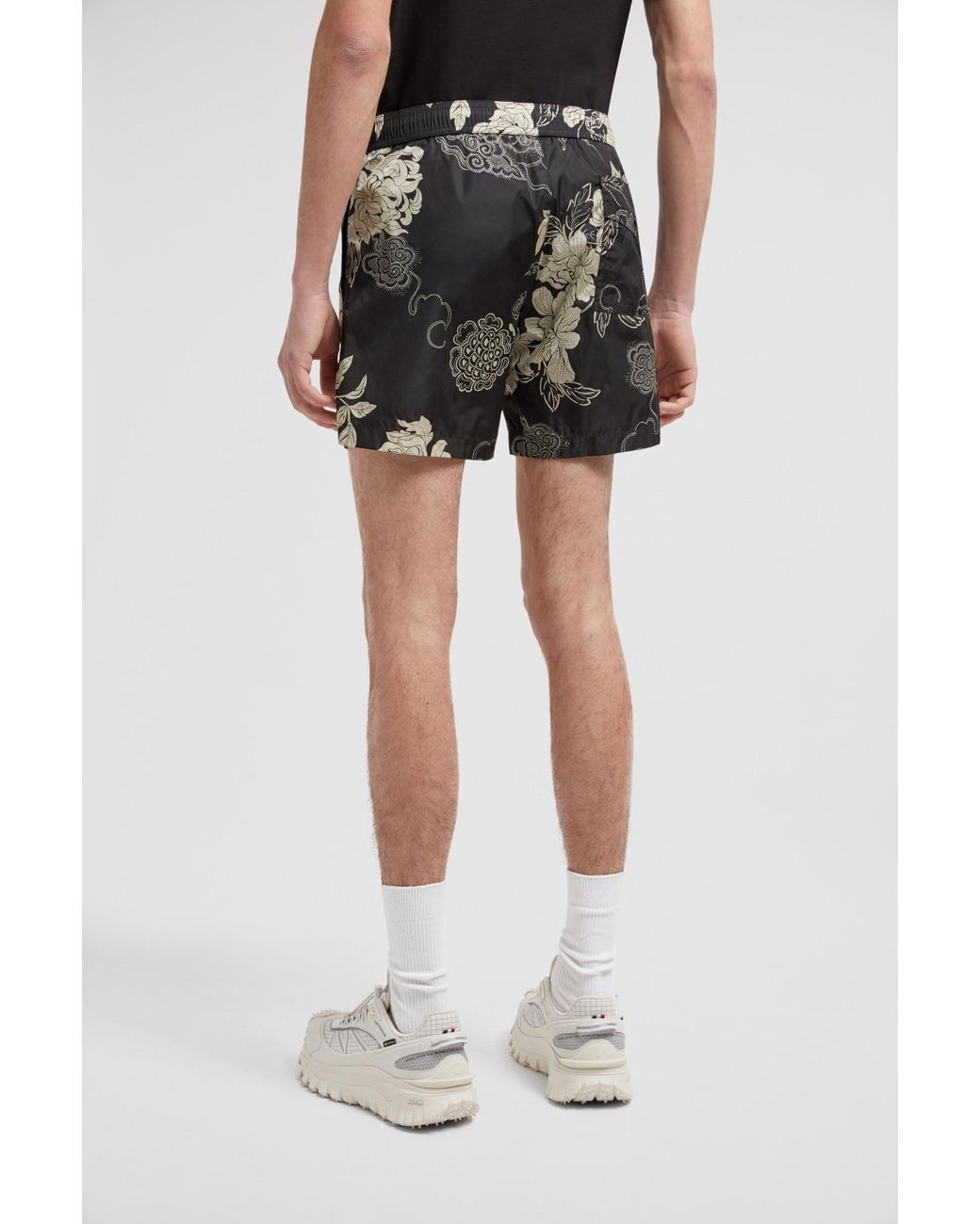 Moncler Gray Floral Print Swim Shorts for men