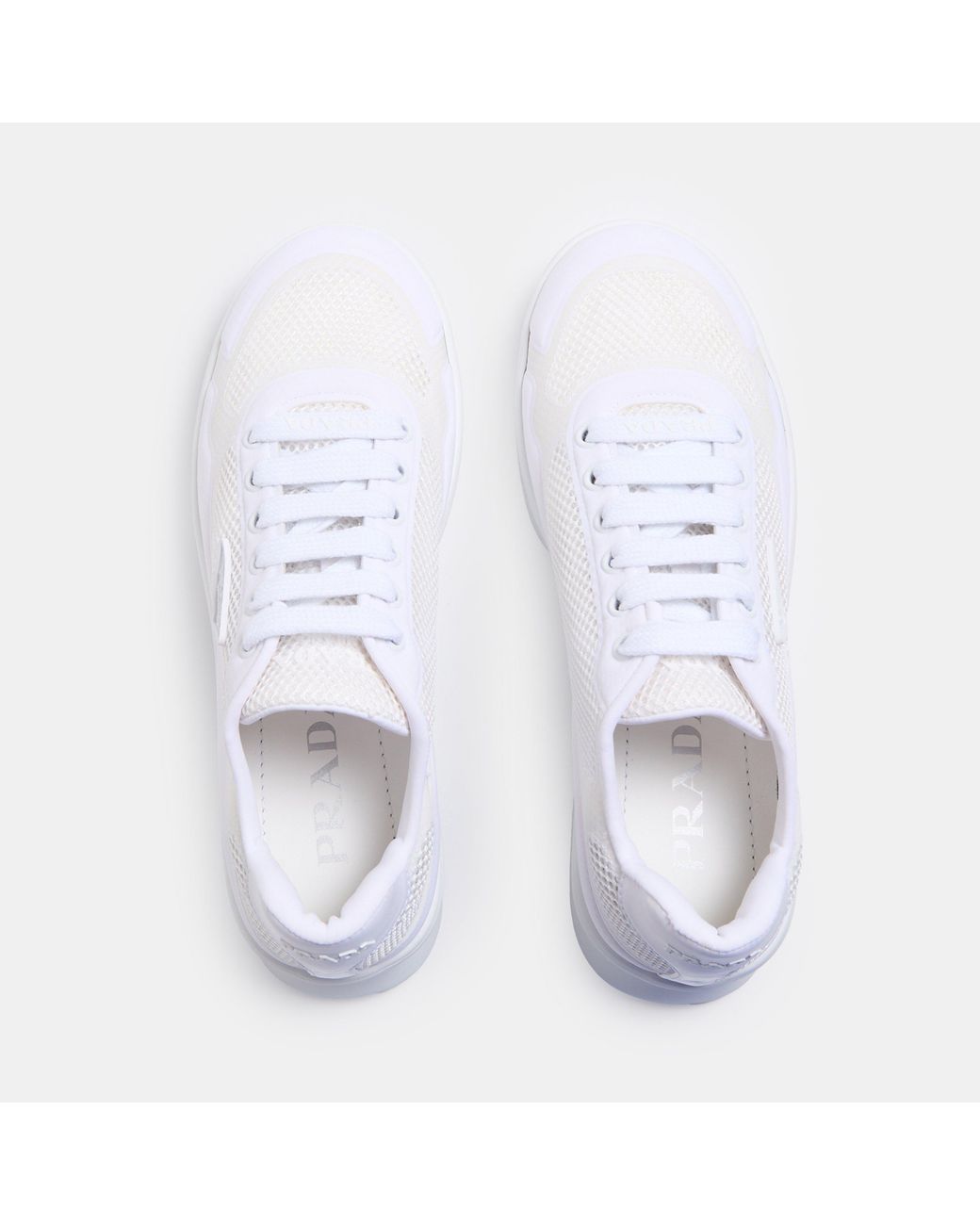 Prada White Lace-Up Platform Sneakers