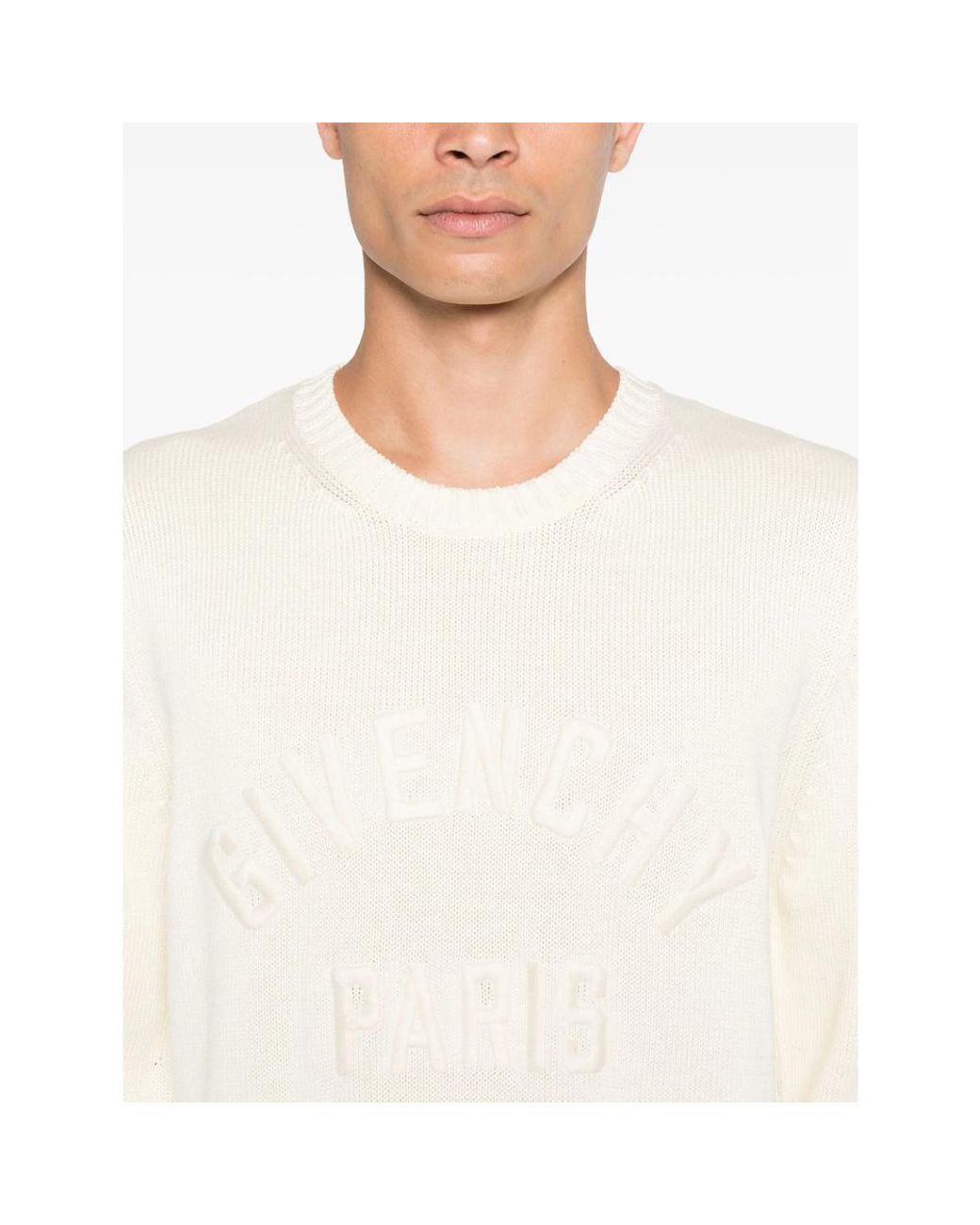 Givenchy White Logo Embroidered Knit Jumper for men