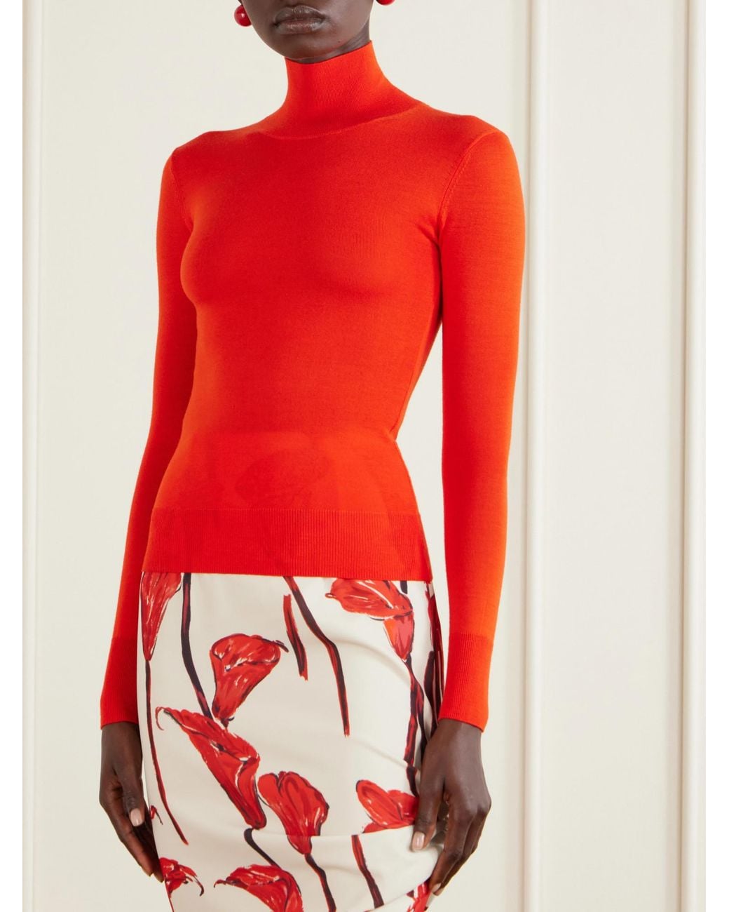 Carolina Herrera Red Turtleneck Sweater
