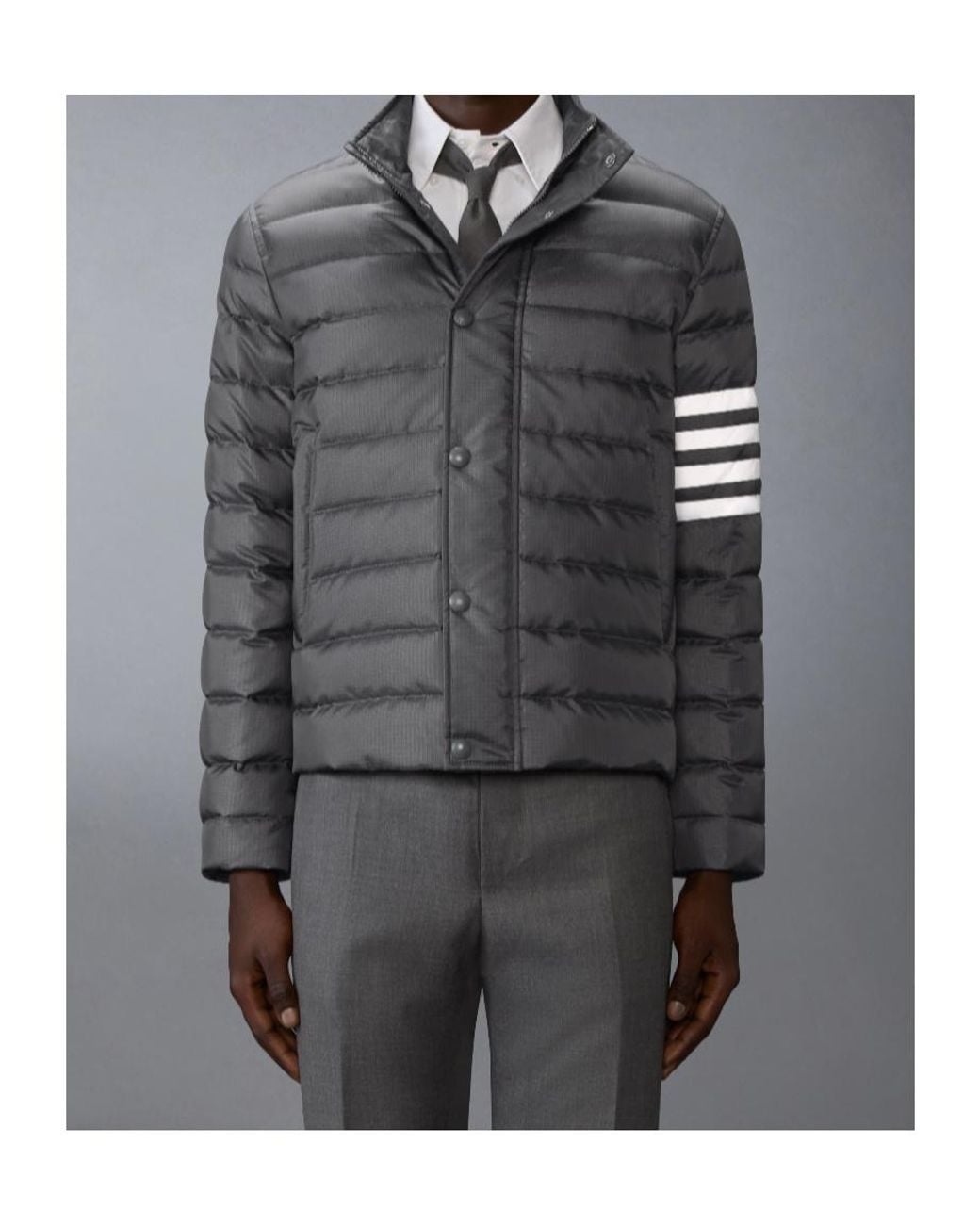 Thom Browne Gray Four-Bar Stip-Detail Jacket for men