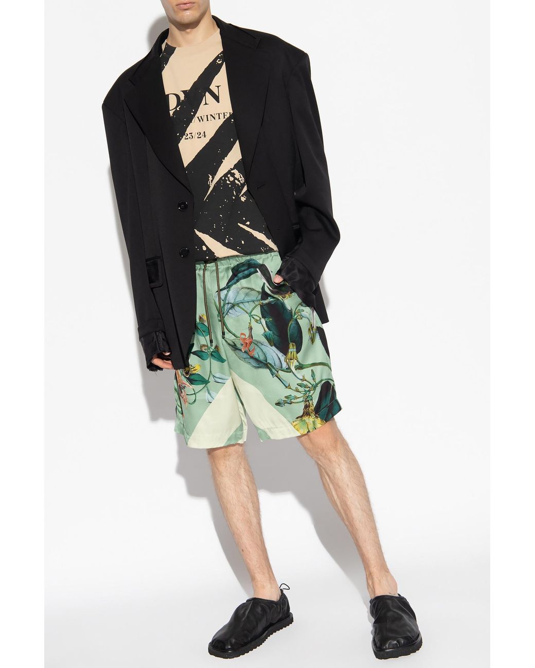 Dries Van Noten Black Logo Printed Crewneck T-Shirt for men