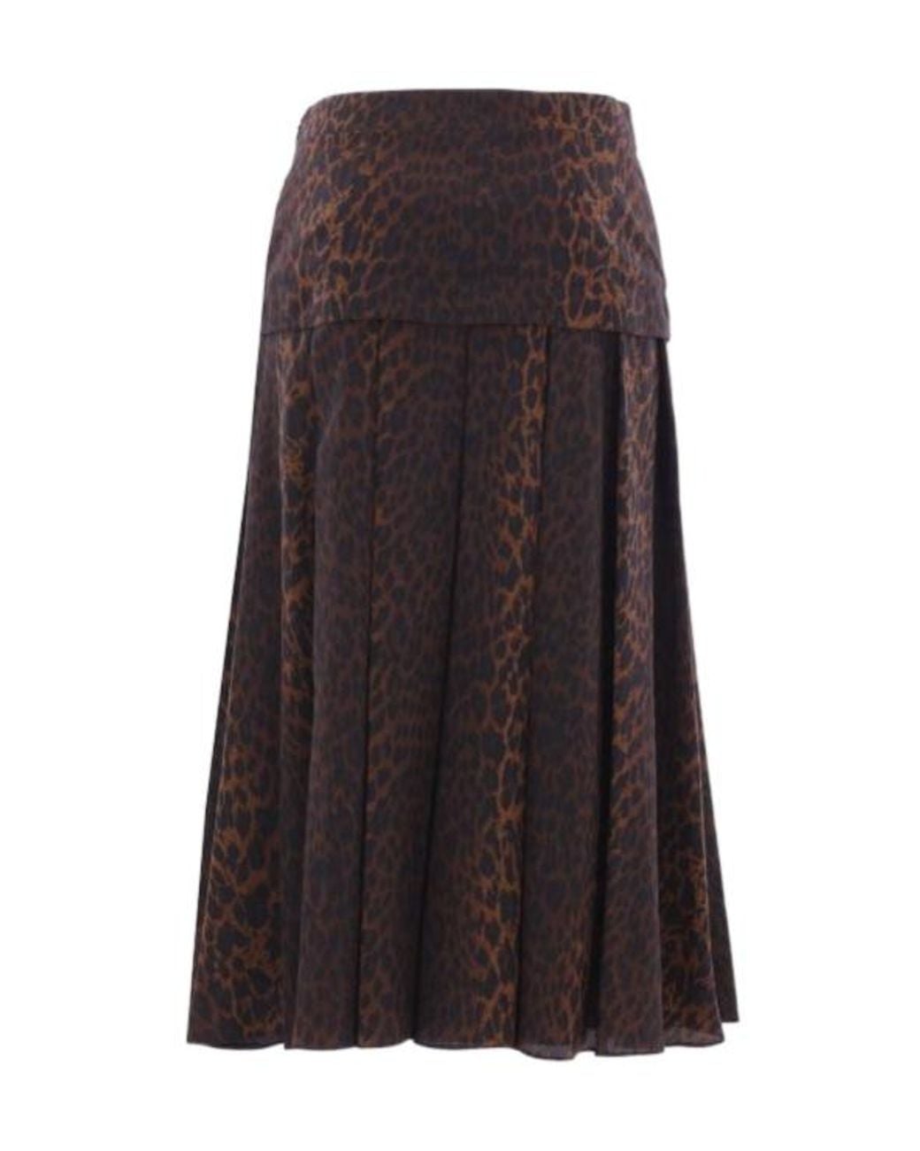 Balenciaga Brown Leopard Printed Midi Skirt
