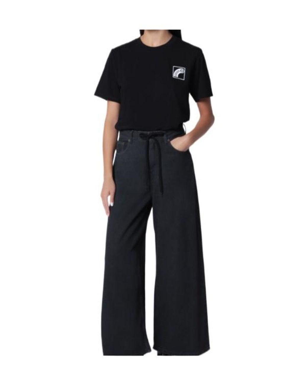 MM6 by Maison Margiela Black Logo-Print T-Shirt
