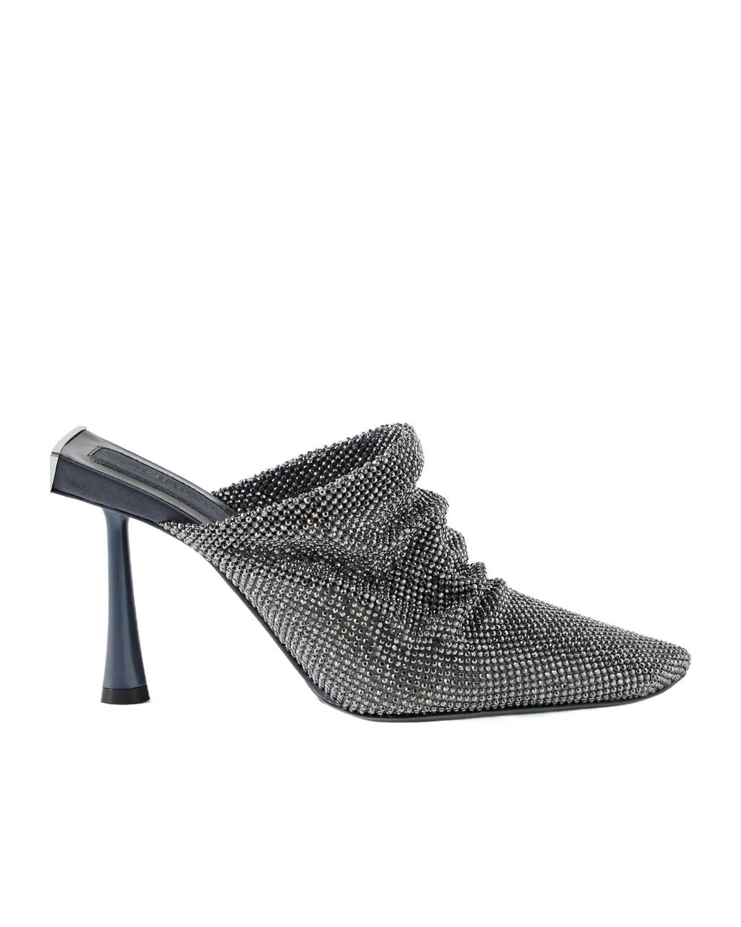 Benedetta Bruzziches Gray Crystal-Embellished Chainmail Mules