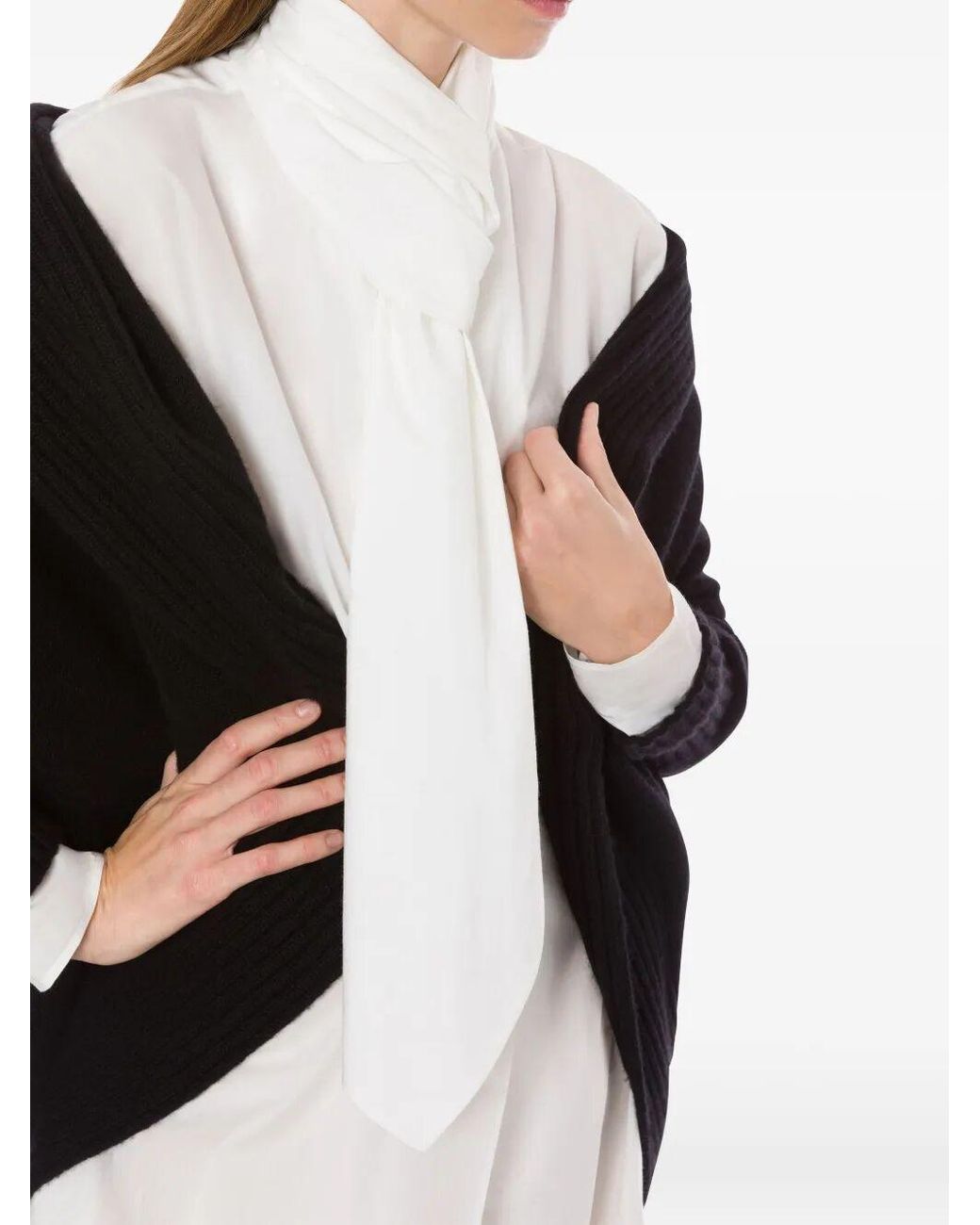 Alberta Ferretti White Lavallière Collar Shirt