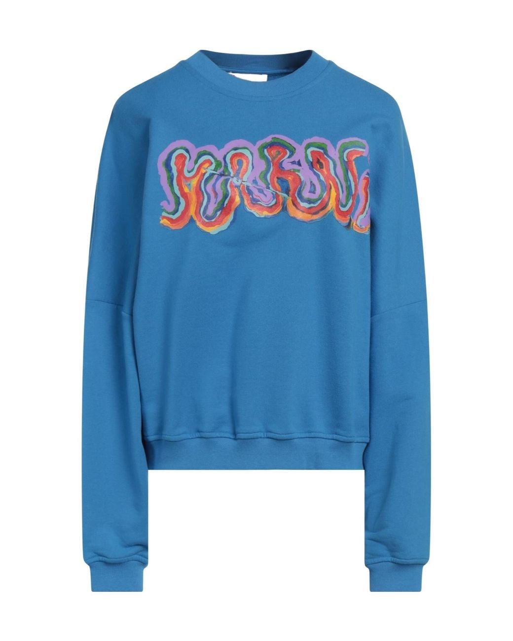 Marni Blue Solidcolor Printed Longsleeve Crew Neck Top