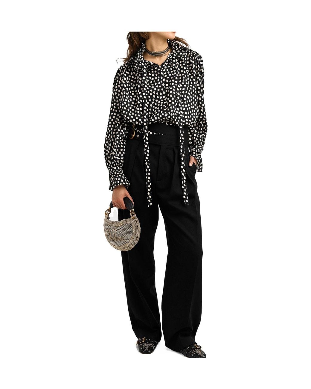 Chloé Black High-Waisted Straight Cropped Trousers